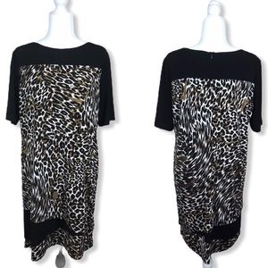 Peter Nygard cheetah print black inserts dress